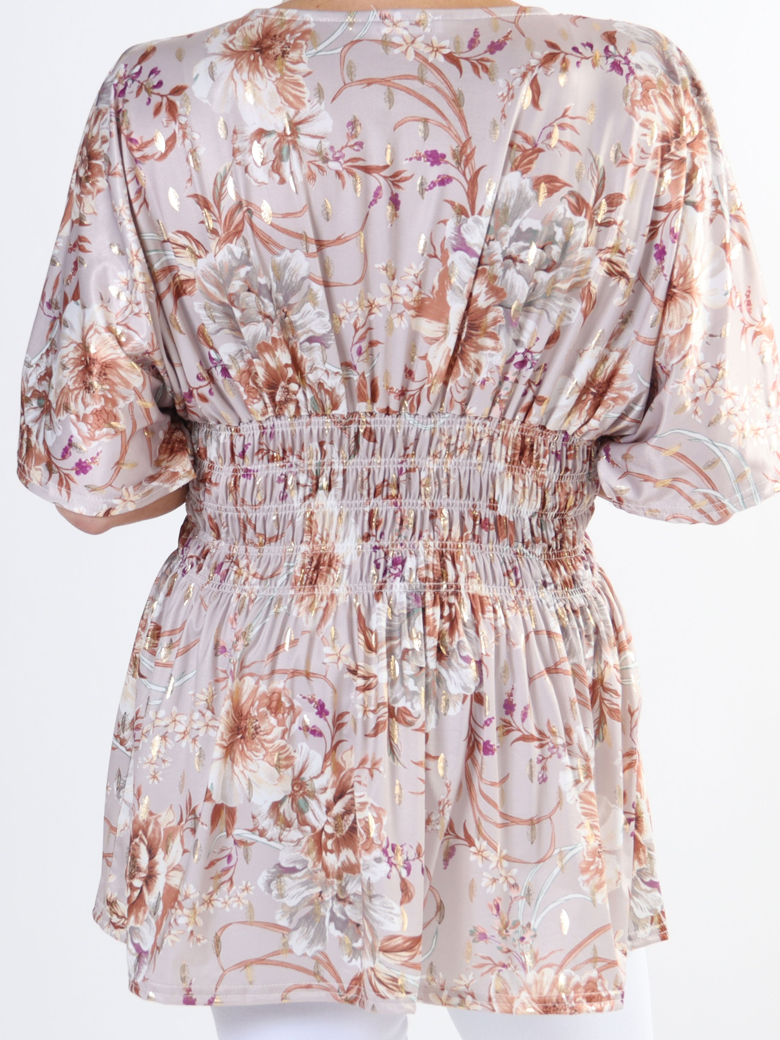 Pams Flower Shirt - Tunika med blommigt tryck och smock i plusstorlek
